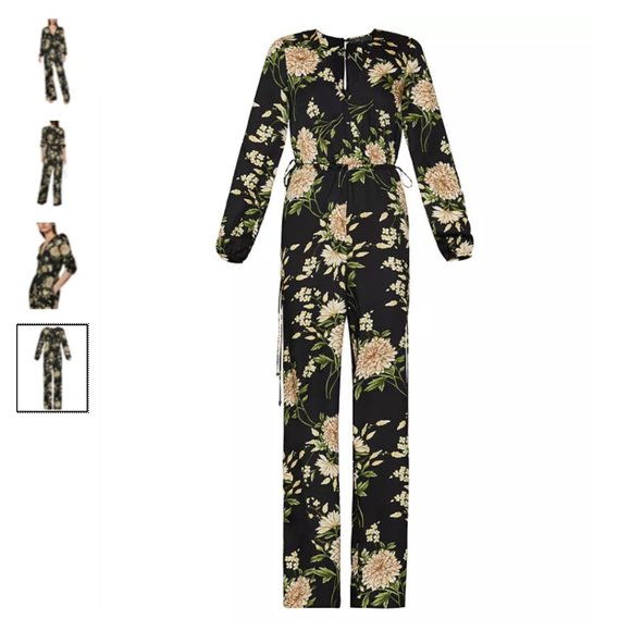 NWT BCBGMAXAZRIA Long Sleeve V-Neck Jumpsuit - Picture 2 of 11